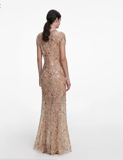 Robe de soirée Self-Portrait 'Floral Sequin Maxi Dress' T.42 /XL