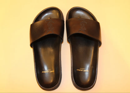 Mules Saint Laurent en cuir noir T.39 femme