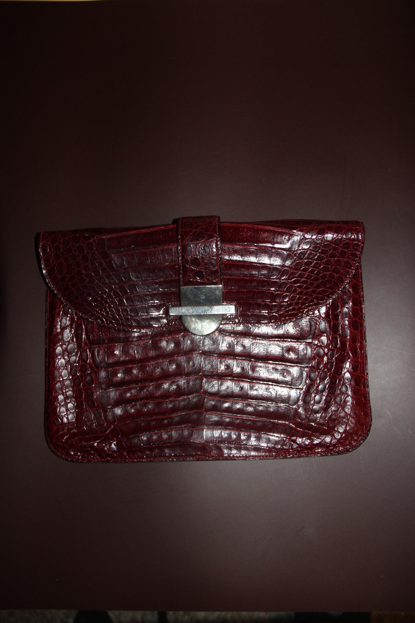 Sac - pochette croco caraïbes bordeaux vintage en parfait état