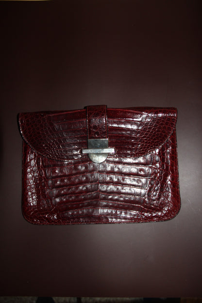 Sac - pochette croco caraïbes bordeaux vintage en parfait état