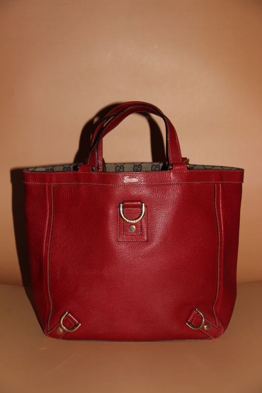 Sac cabas Gucci petit format "Red Abbey D-Ring" en cuir rouge