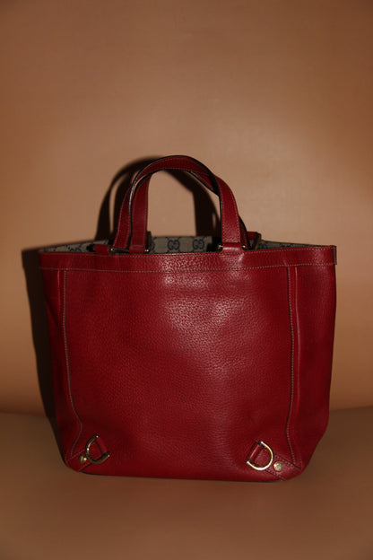 Sac cabas Gucci petit format "Red Abbey D-Ring" en cuir rouge