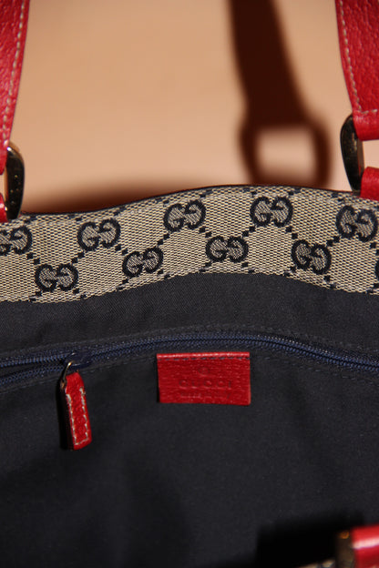 Sac cabas Gucci petit format "Red Abbey D-Ring" en cuir rouge