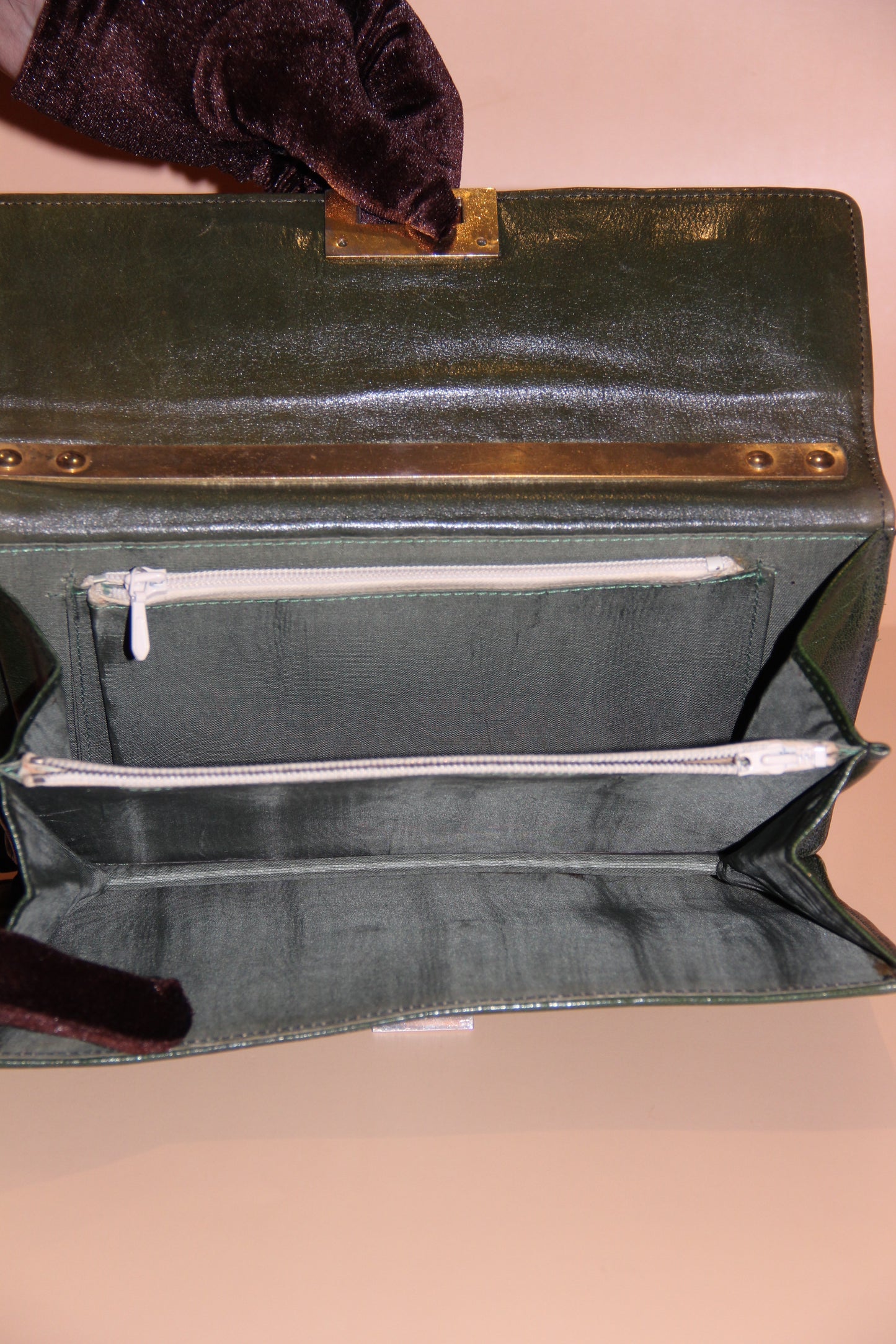 Sac en Croco vert bouteille vintage en parfait état