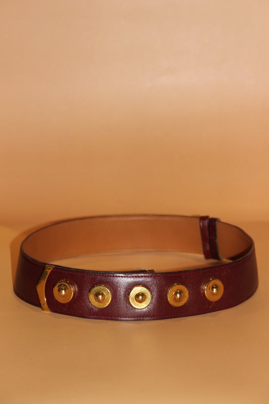 Ceinture Hermès bordeaux avec médaillons