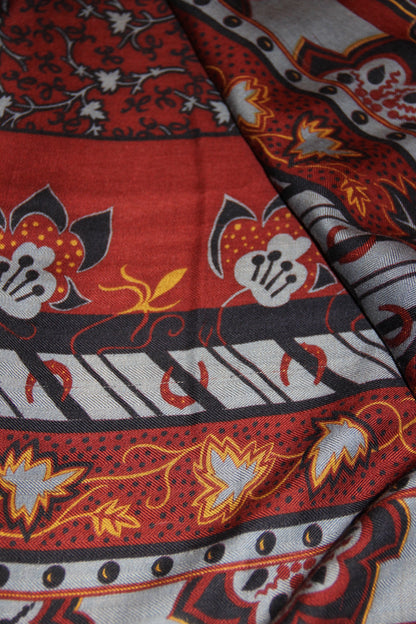 Large Hermès cashmere and silk shawl by Christine Henry