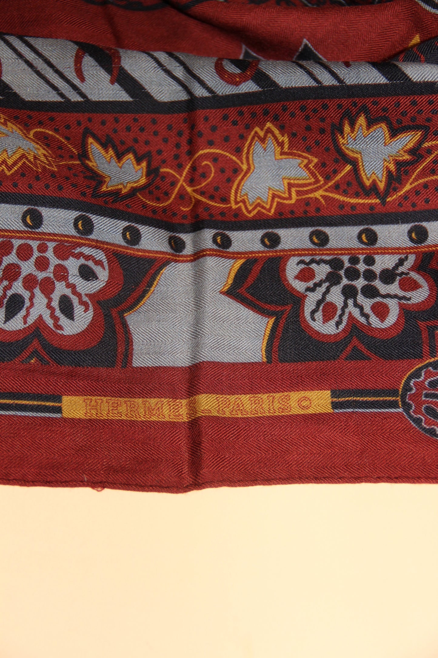 Large Hermès cashmere and silk shawl by Christine Henry