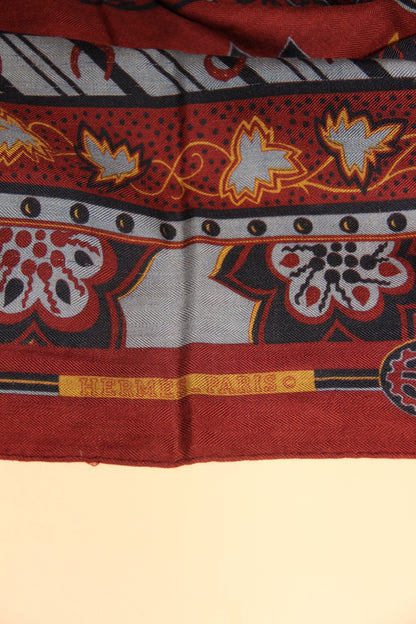 Large Hermès cashmere and silk shawl by Christine Henry