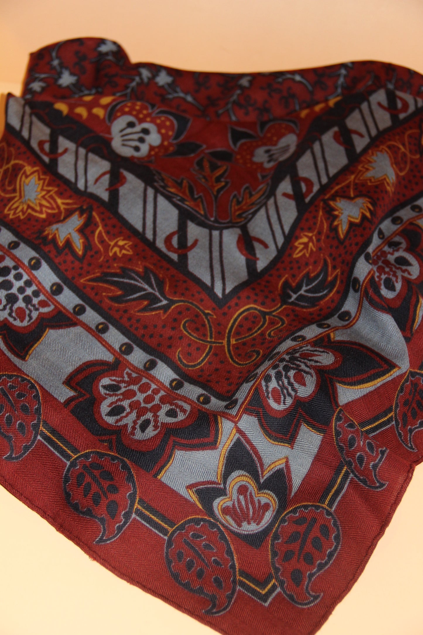 Large Hermès cashmere and silk shawl by Christine Henry
