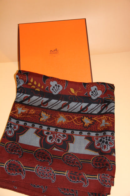 Large Hermès cashmere and silk shawl by Christine Henry
