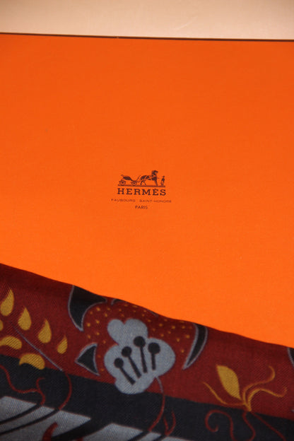 Large Hermès cashmere and silk shawl by Christine Henry