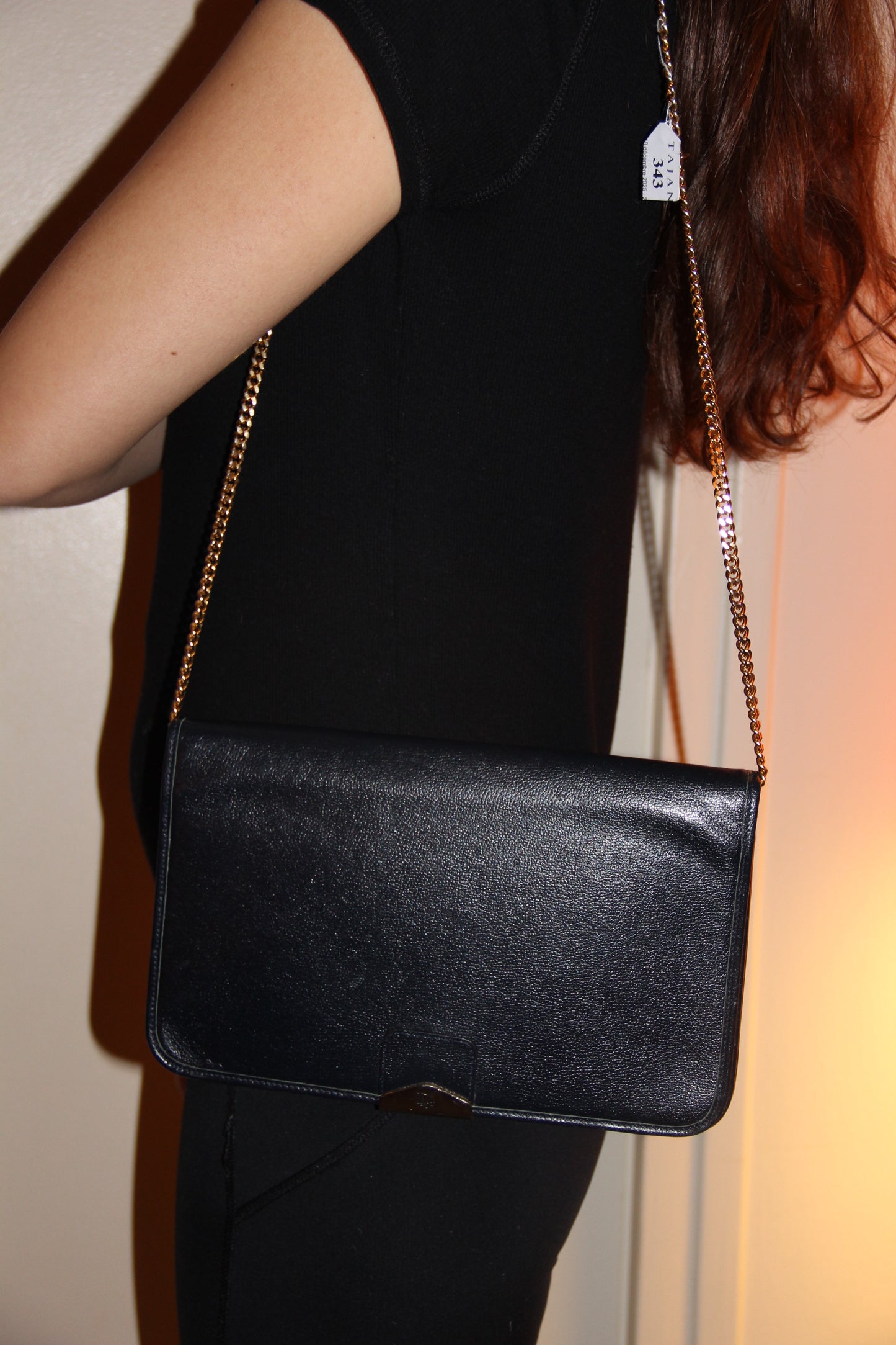 Pochette - Bandoulière Christian Dior en Vinyle Noir & chaîne