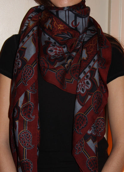 Large Hermès cashmere and silk shawl by Christine Henry
