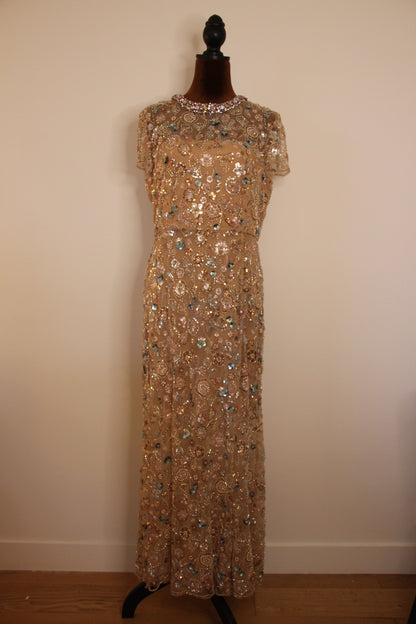 Robe de soirée Self-Portrait 'Floral Sequin Maxi Dress' T.42 /XL