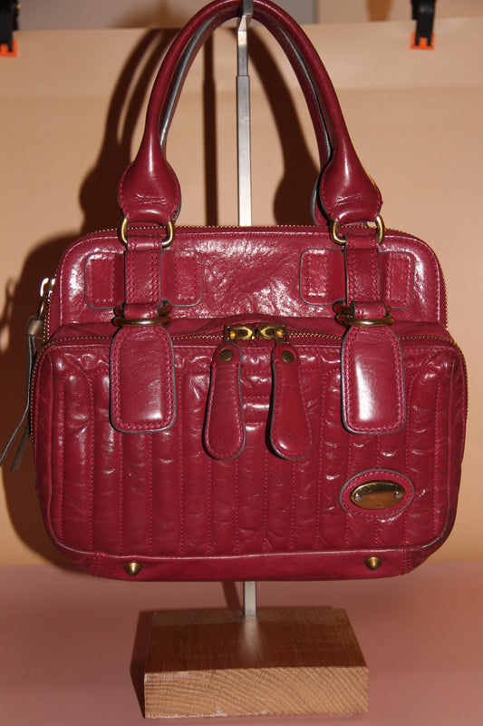 Sac Chloé modèle 'Bay' en cuir rouge