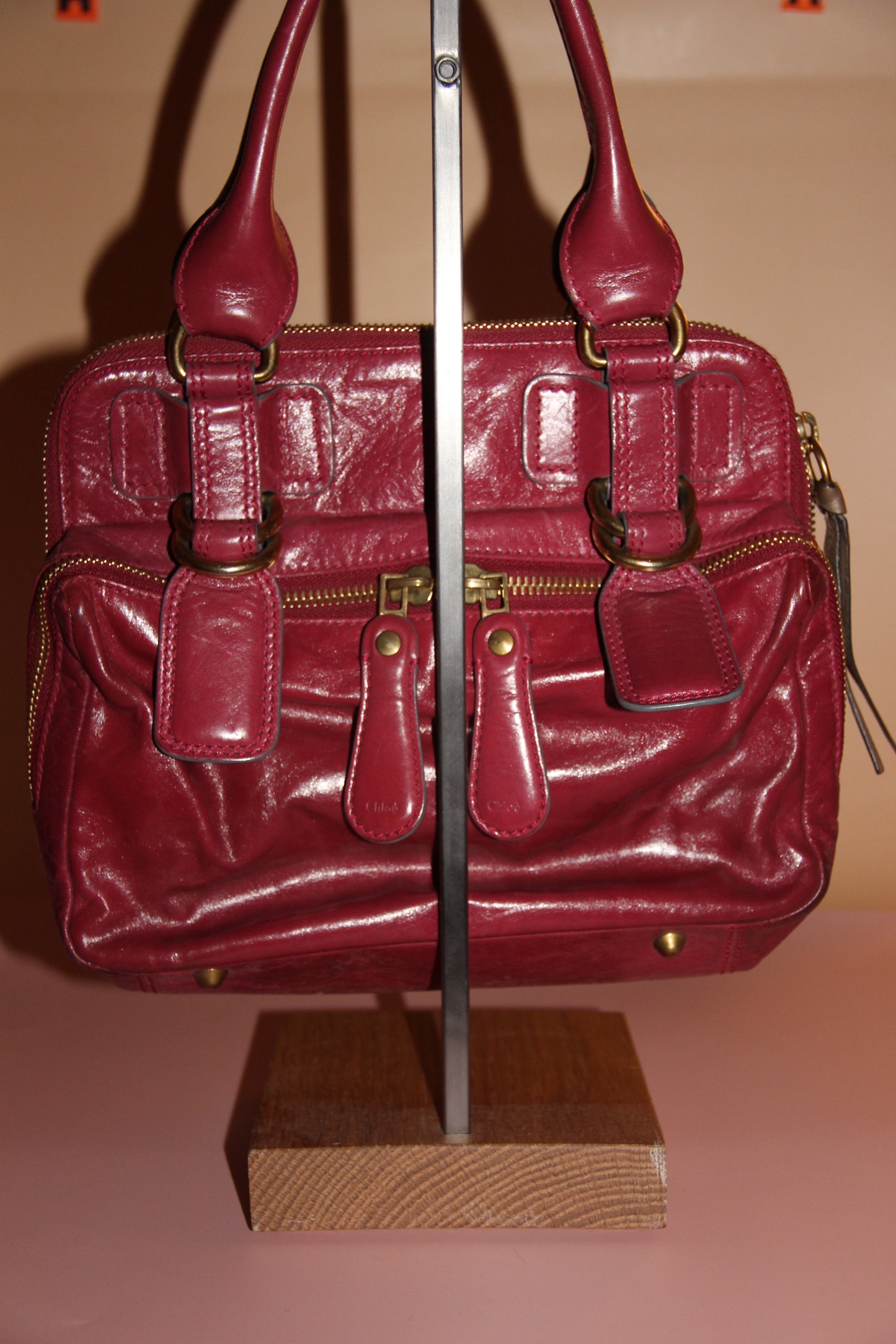 Sac Chloé modèle 'Bay' en cuir rouge
