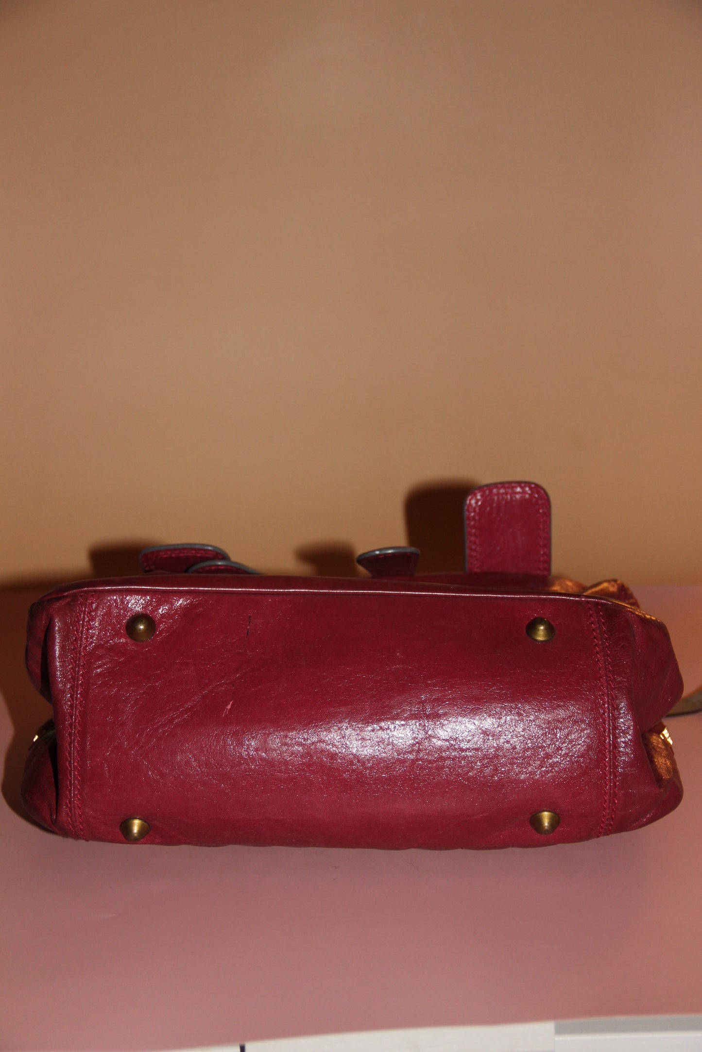 Sac Chloé modèle 'Bay' en cuir rouge