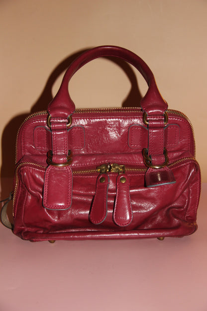 Sac Chloé modèle 'Bay' en cuir rouge