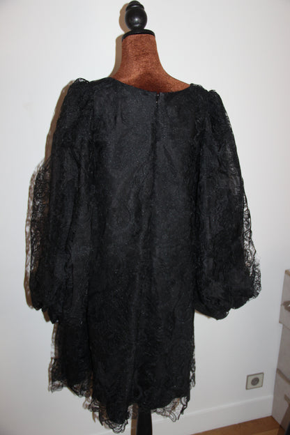 Robe Max Chaoul de couture noire en dentelle T. XXL /44