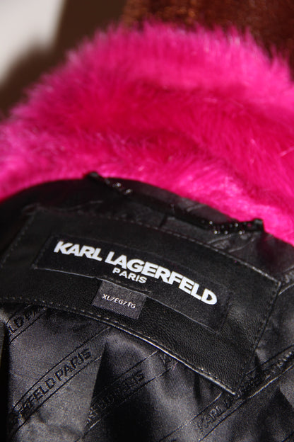 Blouson Karl Lagerfeld en fausse fourrure Fuchsia T.XL