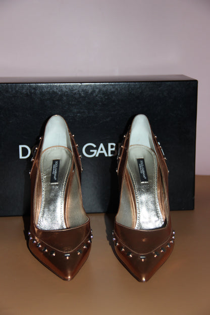 Escarpins Dolce & Gabbana Pumps cloutés cuir bronze T. 40