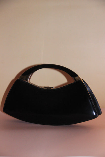 Sac Dior Bondage cuir vernis noir by Galliano