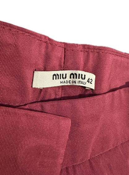 Pantalon court Miu Miu Bordeaux satiné T. 38 EU (M)